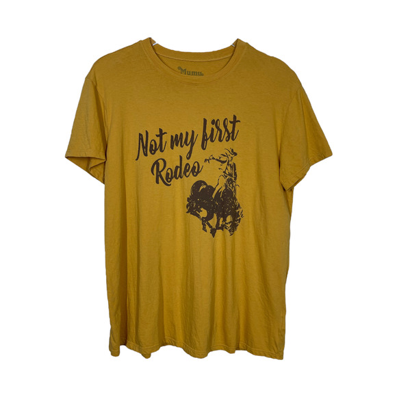 Show Me Your MuMu Tops - Show Me Your Mumu Coalson Tee Medium Not My First Rodeo Western Mustard Boho